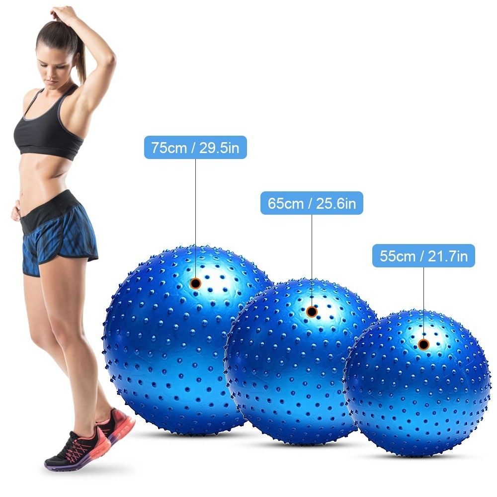GETDECO thickened anti-burst stability yoga ball used for exercise and balance training, showcasing its durable, textured surface.
