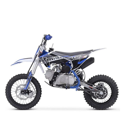 Casavibeo TrailMaster TM23 dirt bike with knobby tires, black and red frame, and rugged off-road design.