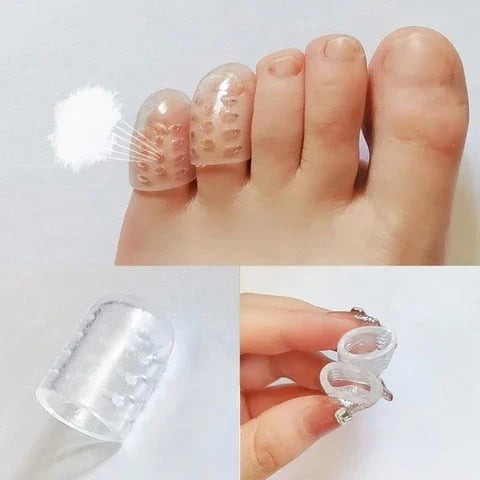 Belro Silicone Toe Protectors for toe pain relief and comfort, shown in a close-up image displaying the soft, flexible material.
