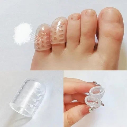 Belro Silicone Toe Protectors for toe pain relief and comfort, shown in a close-up image displaying the soft, flexible material.