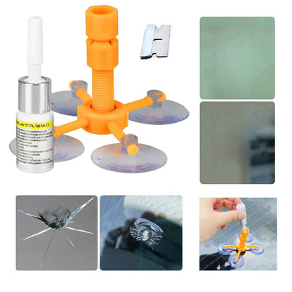 Belro Glass Crack Repair Kit for home and garden, featuring tools and materials to fix cracked glass surfaces effectively.