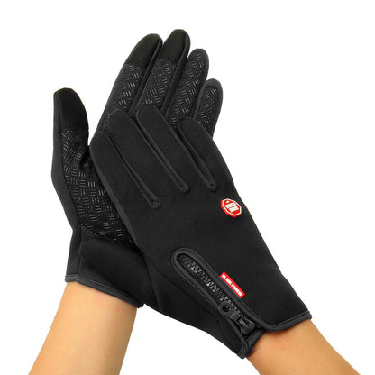 Belro unisex thermal touchscreen winter gloves showing waterproof and windproof fabric, designed for cold weather protection.