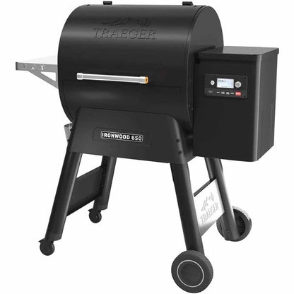 Casavibeo Traeger Ironwood 650 pellet grill with Wi-Fi, WiFire, digital controller, and ample cooking space for outdoor grilling.