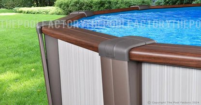 Casavibeo Daytona 30x54-inch round inflatable pool with curved side, shown filled with water and outdoor setting.