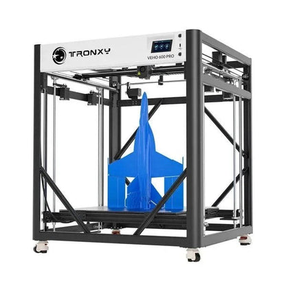 Casavibeo Tronxy Veho 600 Pro 3D printer with open frame and dual extrusion, shown on a clean workspace.