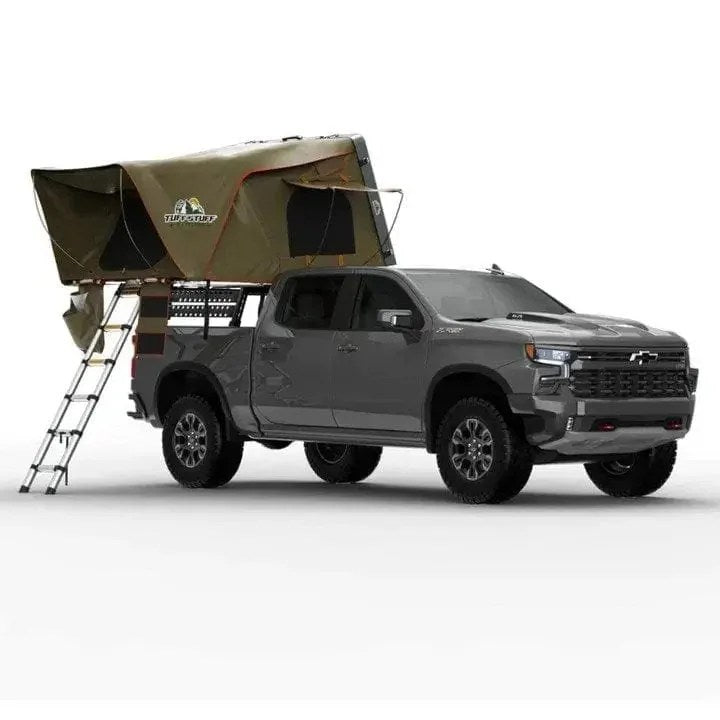 Casavibeo Tuff Stuff Overland Alpha Hard Top Side Open Tent set up on a vehicle for overland camping adventures.