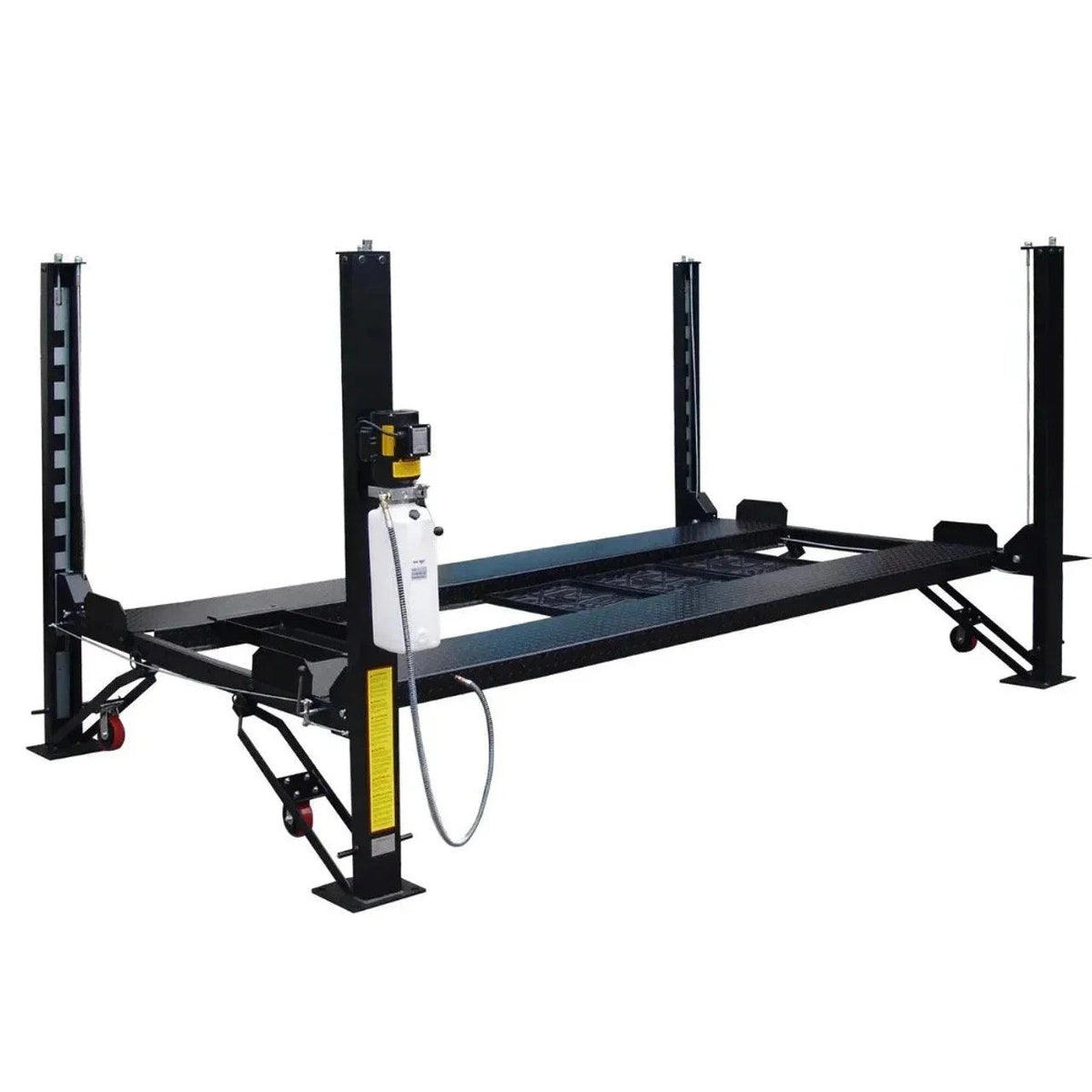 Casavibeo FP8K-DX-XLT 8,000 lb four-post storage lift with extended length and height, featuring sturdy steel construction and safety features.