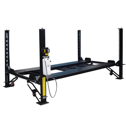 Casavibeo FP8K-DX-XLT 8,000 lb four-post storage lift with extended length and height, featuring sturdy steel construction and safety features.