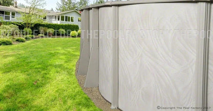 Casavibeo Bristol Oval above ground pool with steel frame, blue interior lining, and outdoor backyard setting.