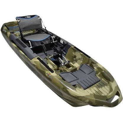 Casavibeo 3 Waters Big Fish 108 fishing kayak with seating and storage compartments, designed for freshwater and saltwater fishing.