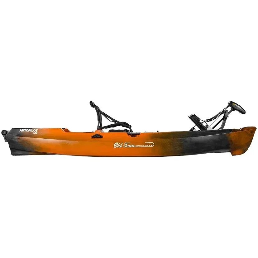Casavibeo Old Town Sportsman AutoPilot 120 motorized kayak with steel components, showcasing its sleek design and durable build.