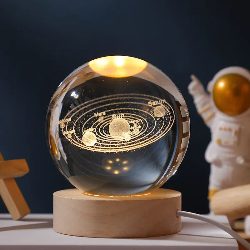 Belro Crystal Ball Galaxy Projector displaying swirling galaxy patterns and colorful light projections in a dark room setting.