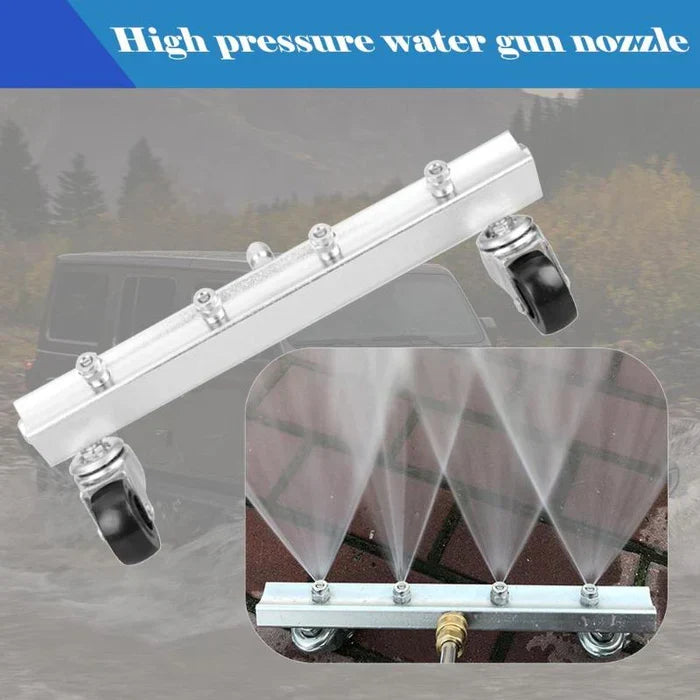 Belro undercarriage car washer attachment with swivel wheels, designed for pressure washing vehicle undersides.
