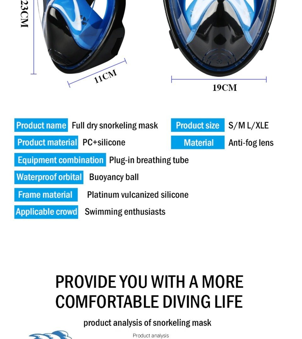 Full face Belro scuba diving mask with anti-fog technology, designed for underwater snorkeling and diving.
