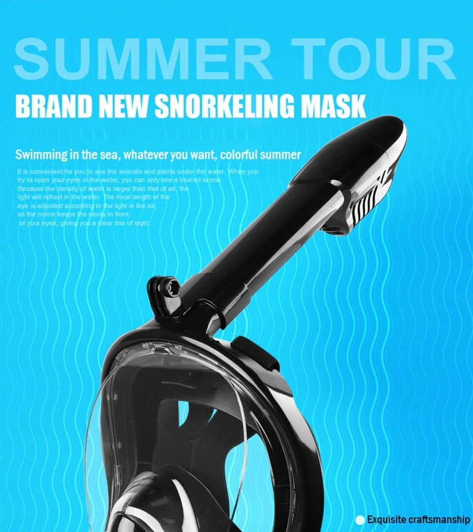 Belro full face anti-fog scuba diving mask submerged underwater, showing clear panoramic view and adjustable straps.