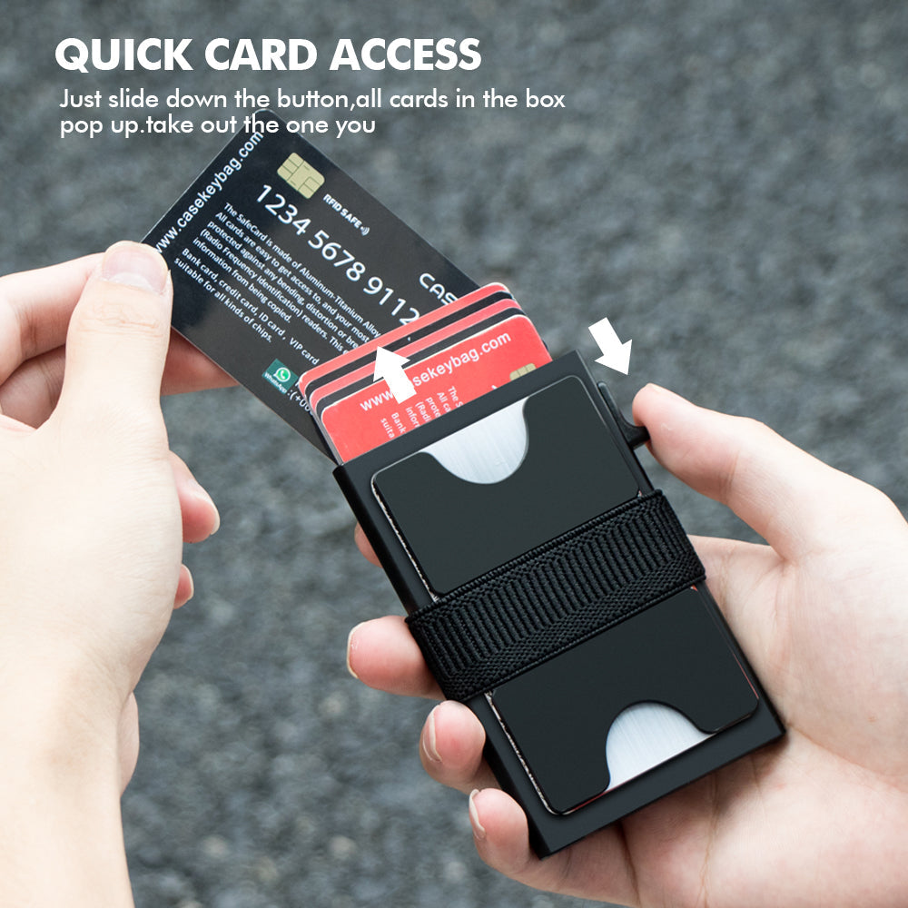 Belro RFID wallet card holder, compact accessories with secure card slots, black leather finish, designed for RFID protection.