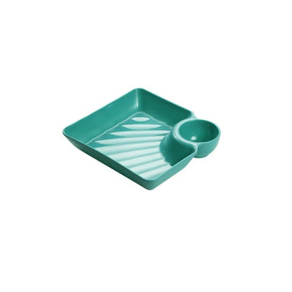 Mivoza dipping plate with sauce compartment, stackable, no-drip design, ideal for serving sauces and appetizers in kitchen tableware.