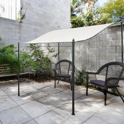 Belro waterproof garden patio awning canopy and outdoor sun shade sail with UV blocker, installed on a garden patio.