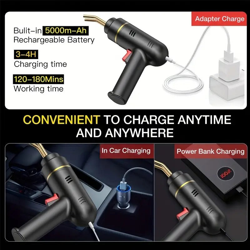 Belro plastic welder gun, handheld tools and hardware device with trigger and nozzle for welding plastics.