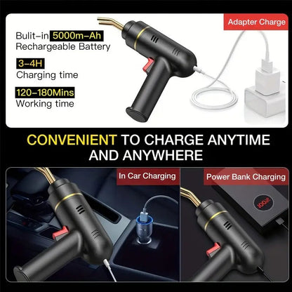 Belro plastic welder gun, handheld tools and hardware device with trigger and nozzle for welding plastics.