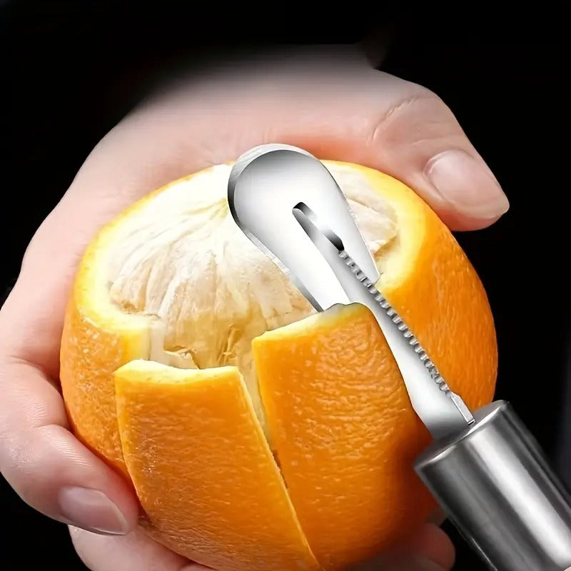 Belro orange peeler in orange color with ergonomic handle, designed for easy peeling of citrus fruits in kitchen appliances.