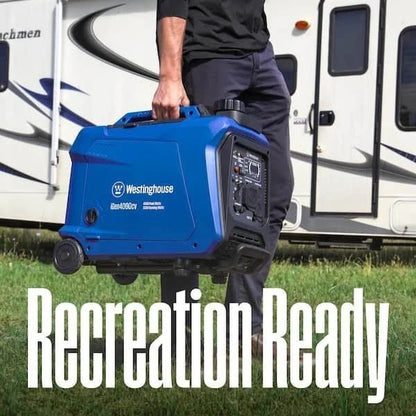 Casavibeo 4,000-Watt gas-powered portable inverter generator with recoil start and LED data center display, compact and reliable.
