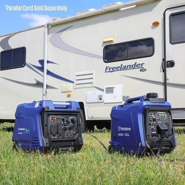 Casavibeo 4,000-Watt gas-powered portable inverter generator with recoil start and LED data center, shown in a compact design
