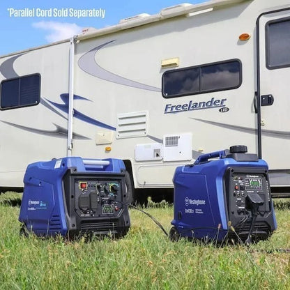 Casavibeo 4,000-Watt gas-powered portable inverter generator with recoil start and LED data center, shown in a compact design