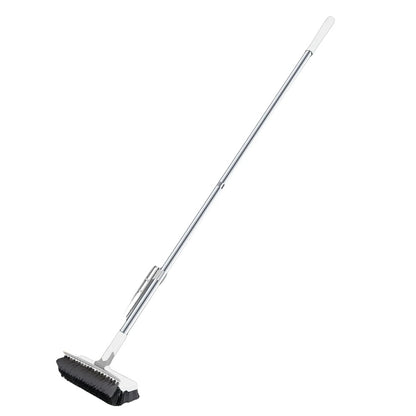 Belro long handle floor scrub brush with stiff bristles for outdoor cleaning, featuring a white plastic handle and sturdy brush head.