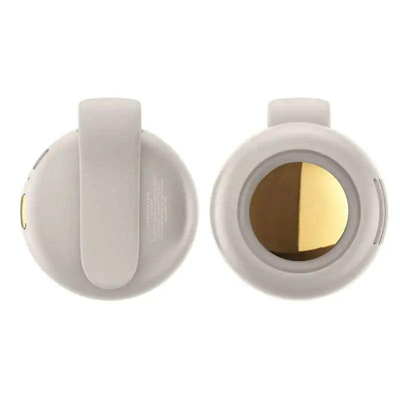 White Belro portable waist fan with bladeless handheld design, ideal for outdoor use and personal cooling.