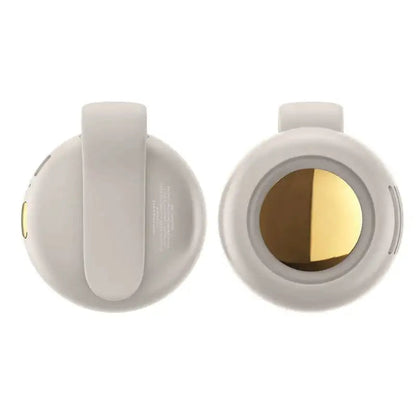 White Belro portable waist fan with bladeless handheld design, ideal for outdoor use and personal cooling.