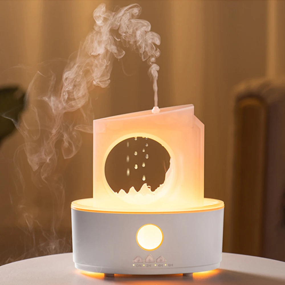 White Rain Clouds essential oil diffuser and humidifier by Belro, with a sleek modern design and mist output in a health and beauty setting.
