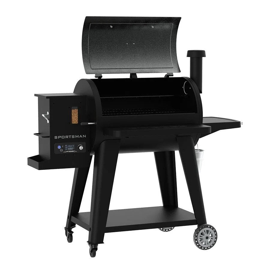 Casavibeo Pit Boss Sportsman 850 pellet grill with digital control panel and stainless steel exterior.