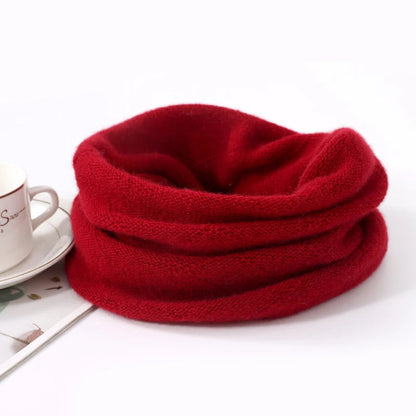 Red merino wool face mask and winter scarf from Belro, soft and warm clothing accessories for cold weather.
