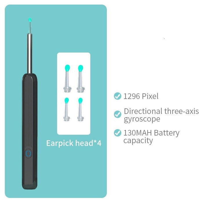 Wireless Belro earwax remover otoscope with camera, 1080P endoscope for iPhone, iPad, and Android devices, showing the device and camera tip.