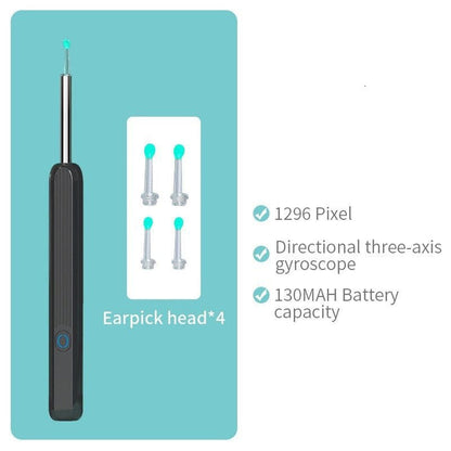 Wireless Belro earwax remover otoscope with camera, 1080P endoscope for iPhone, iPad, and Android devices, showing the device and camera tip.