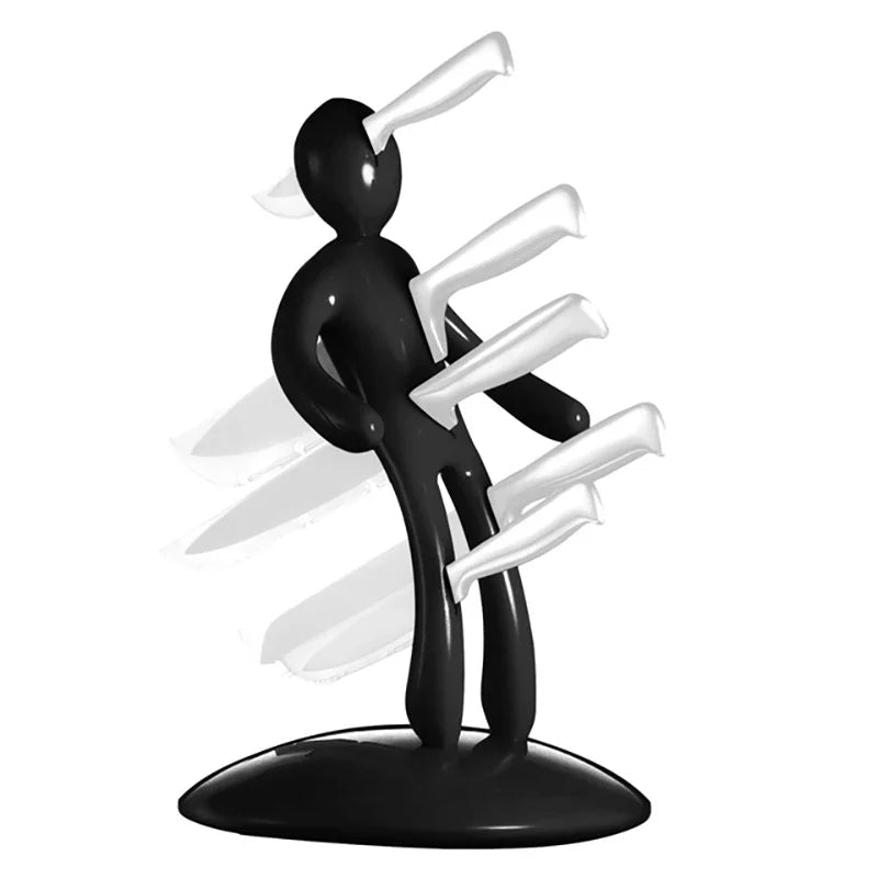Belro Creative Humanoid Kitchen Knife Holder Set displayed without knives, designed for organized kitchen storage and modern decor.