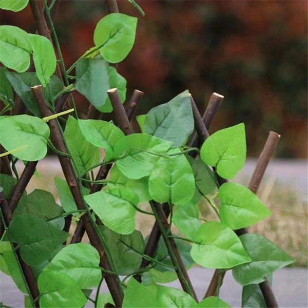 Belro retractable artificial garden plant fence, outdoor home and garden fence system, green synthetic plant screening.