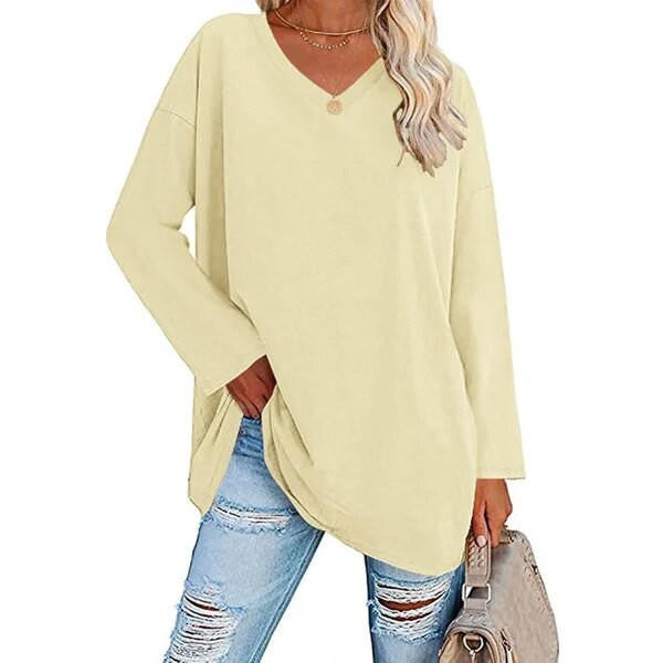 Belro women's V-neck top, stylish and comfortable shirt, shown in a flattering fit and soft fabric, perfect for casual or dressy wear.