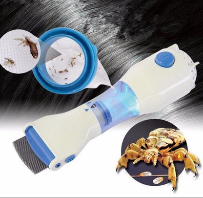 Belro electric lice comb with multiple attachments, designed for safe and effective lice removal from hair.
