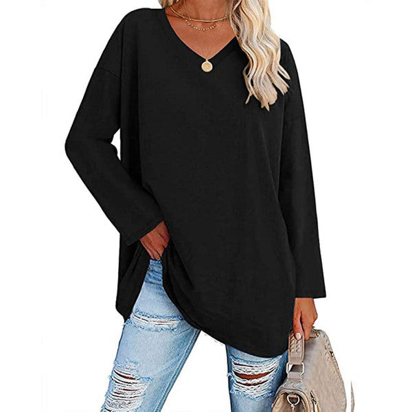 Belro women's V-neck top in soft fabric, featuring a stylish neckline and casual fit, perfect for everyday wear.