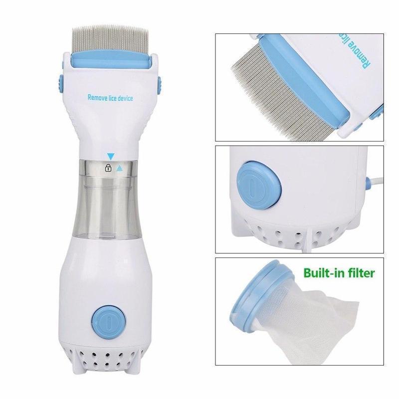 Belro electric lice comb with fine metal teeth for safe and effective lice removal from hair.