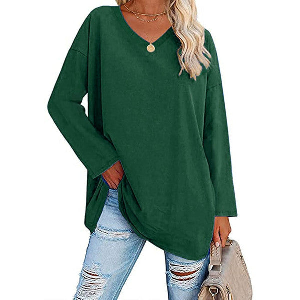 Belro women's V-neck top, stylish and comfortable shirt, shown in a flattering fit with soft fabric and classic design.