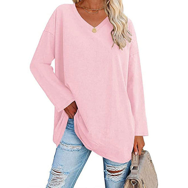 Belro women's V-neck top, stylish shirt with soft fabric, shown in a flattering fit suitable for casual or office wear.