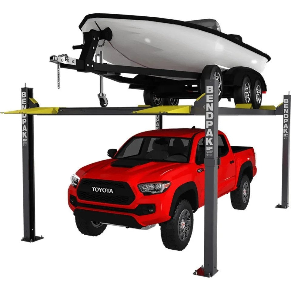 Casavibeo BendPak HD-7500BLX 7,500 lb vehicle and boat storage lift with 82-inch rise, showing the sturdy lifting platform and structure.