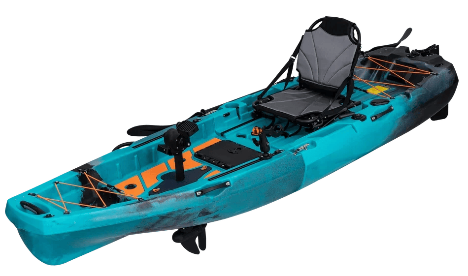 Casavibeo 10ft Radar Modular Propeller Drive Pedal Fishing Kayak with 430lbs capacity, shown in two-piece setup.