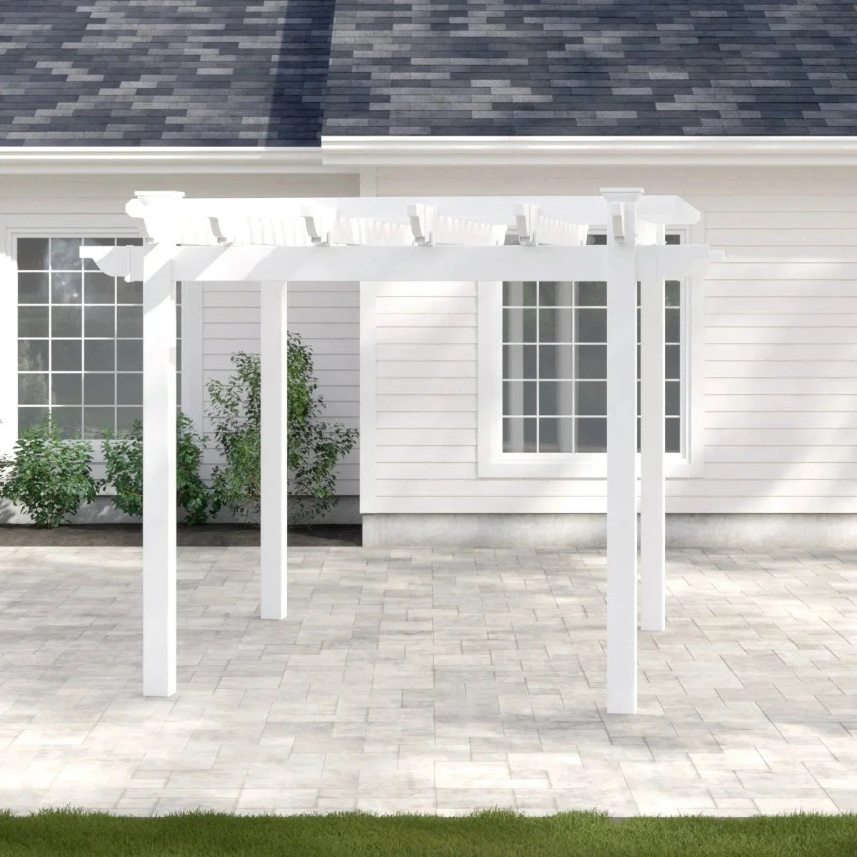 Red Barrel Studio Queensbrooks Taquarius pergola by Casavibeo, showcasing a stylish outdoor wooden pergola with a slatted roof.