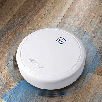 Belro robot vacuum cleaner navigating hardwood floor, compact home cleaning device with sensor technology for efficient debris removal.