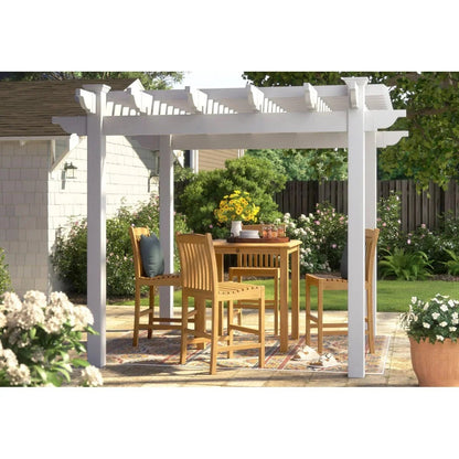 Red Barrel Studio Queensbrooks Taquarius pergola with wooden slats and sturdy frame, ideal for outdoor shade and relaxation.
