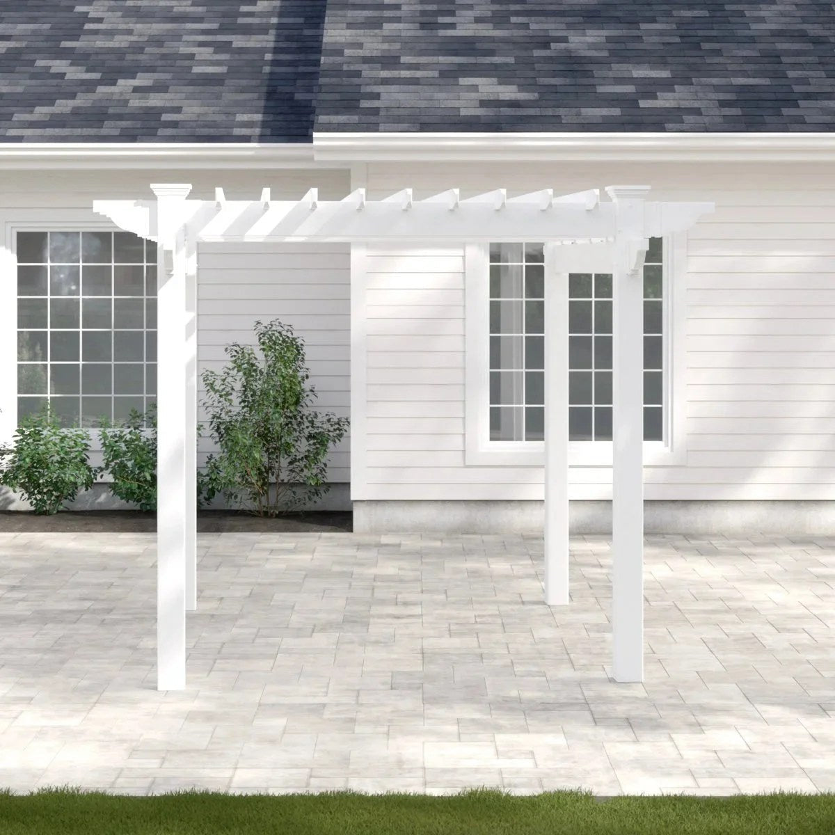 Red Barrel Studio Queensbrooks Taquarius pergola by Casavibeo, showcasing a stylish outdoor patio structure with a slatted roof and sturdy frame.